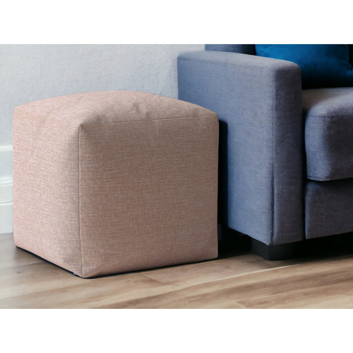 17" Pink Cotton Pouf Ottoman Image 5