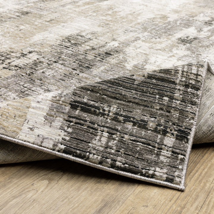 2 X 8 Grey Beige Charcoal Brown Tan And Ivory Abstract Power Loom Stain Resistant Runner Rug Image 8