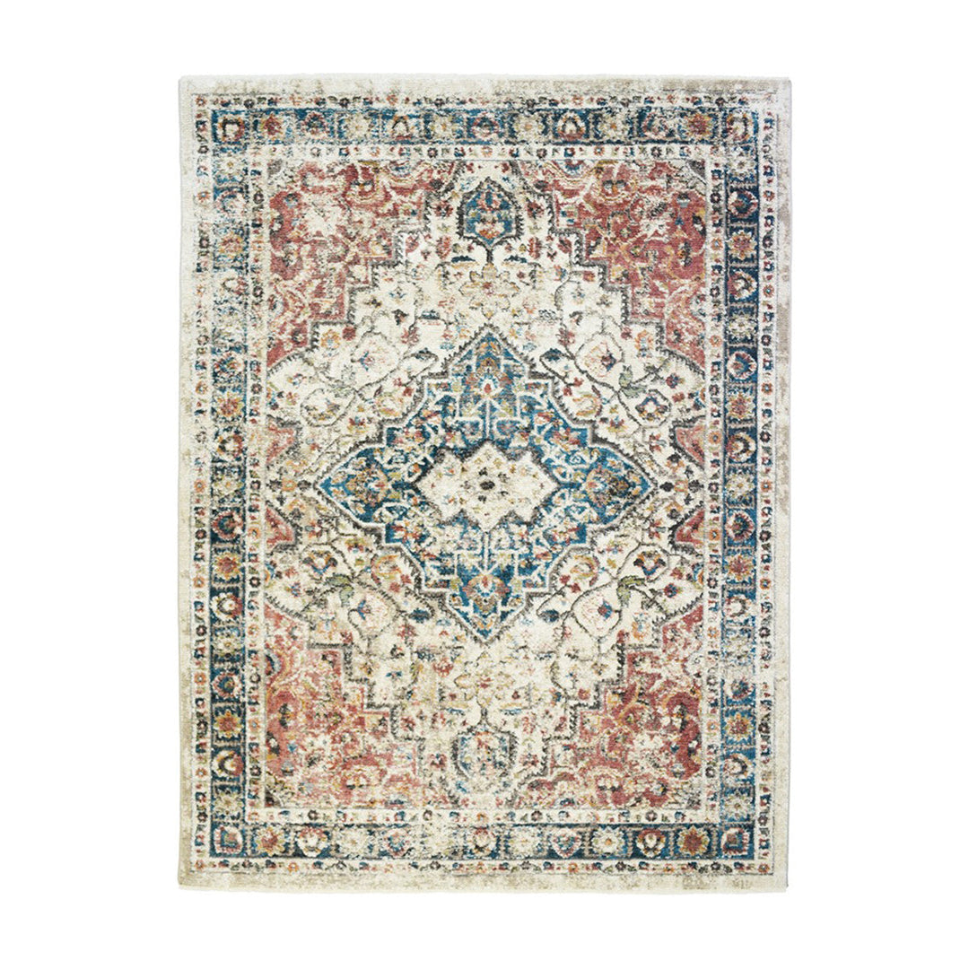 2 x 3 Beige Oriental Distressed Area Rug With Fringe Image 1