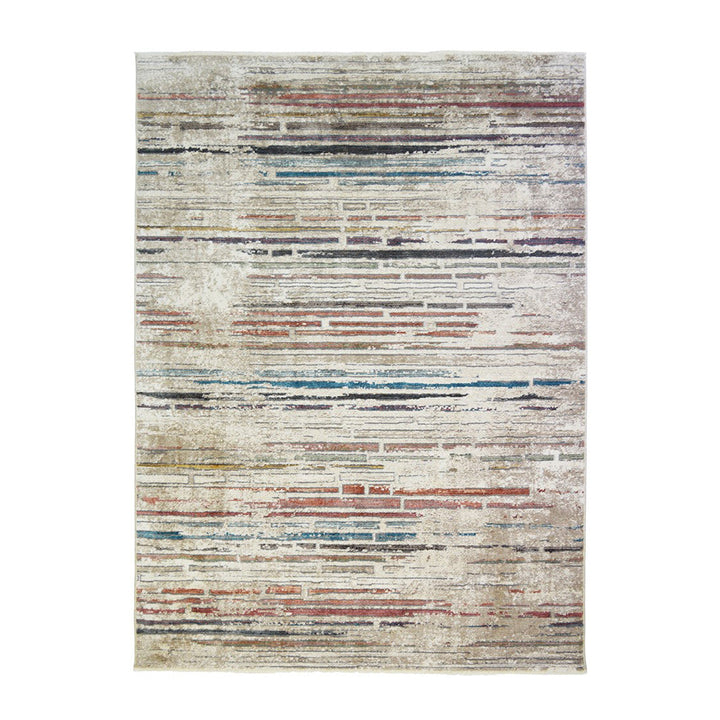 2 x 3 Beige Geometric Distressed Area Rug With Fringe Image 1