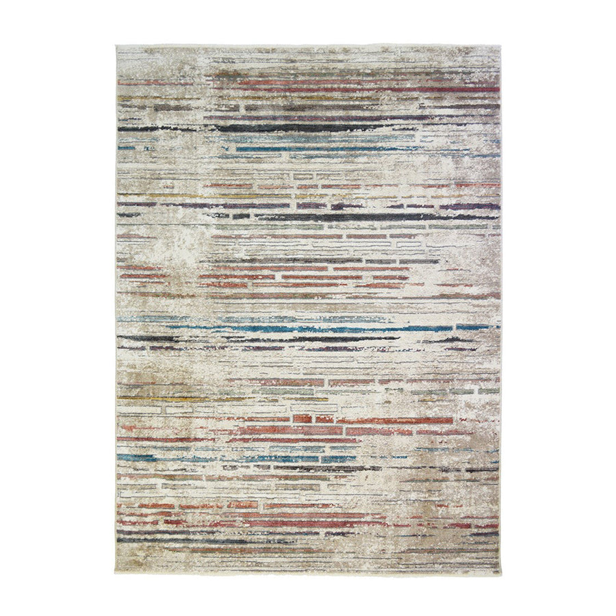 2 x 3 Beige Geometric Distressed Area Rug With Fringe Image 1