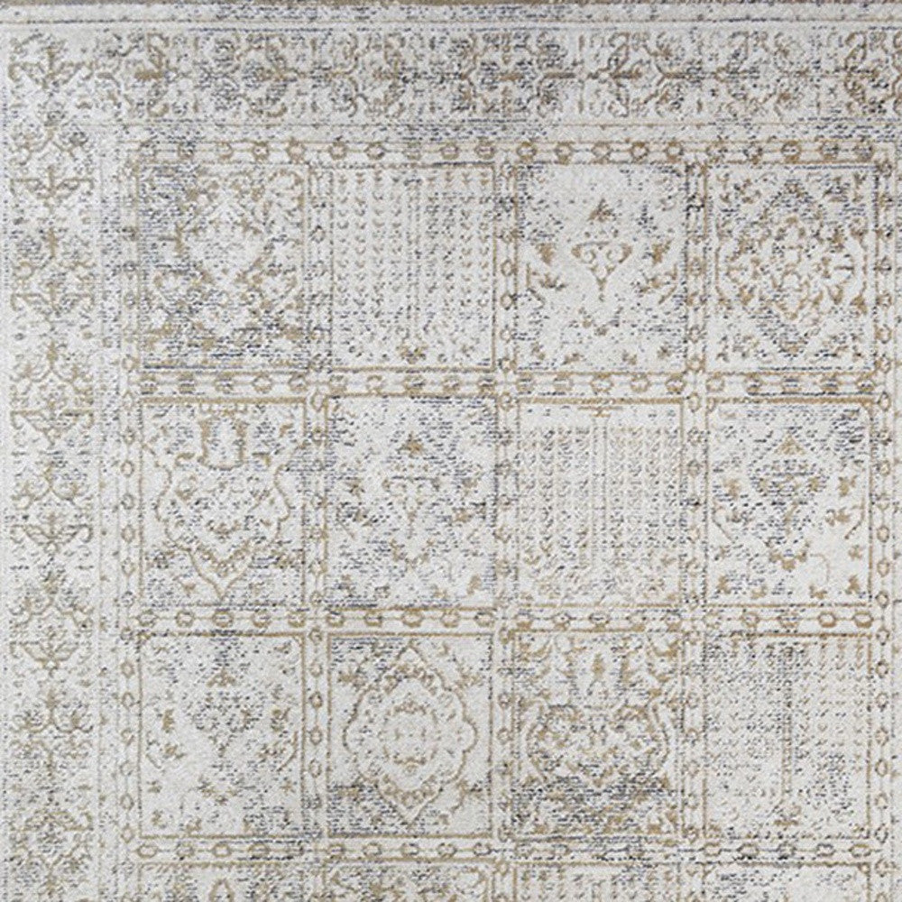 2 x 3 Ivory Oriental Distressed Area Rug With Fringe Image 3