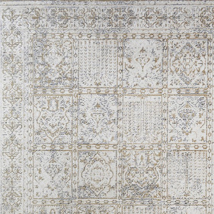 2 x 3 Ivory Oriental Distressed Area Rug With Fringe Image 3