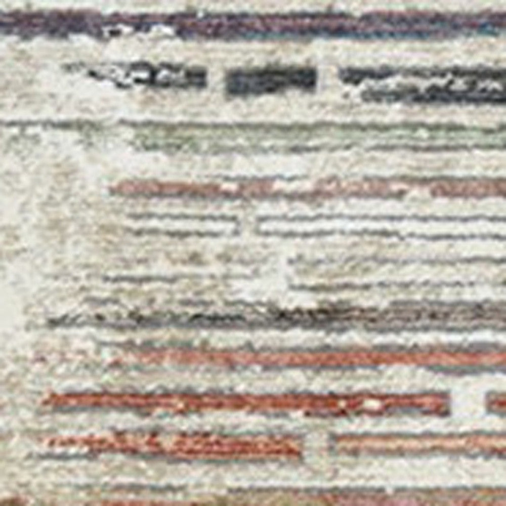 2 x 3 Beige Geometric Distressed Area Rug With Fringe Image 3