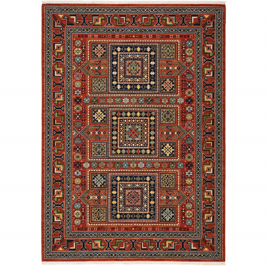 2 x 3 Blue and Red Oriental Power Loom Area Rug Image 1