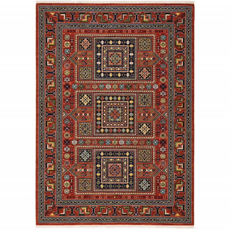 2 x 3 Blue and Red Oriental Power Loom Area Rug Image 1