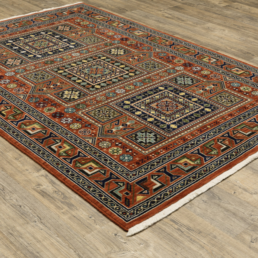 2 x 3 Blue and Red Oriental Power Loom Area Rug Image 3