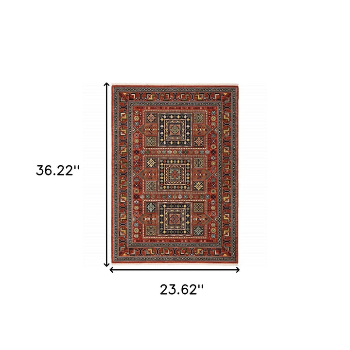 2 x 3 Blue and Red Oriental Power Loom Area Rug Image 10