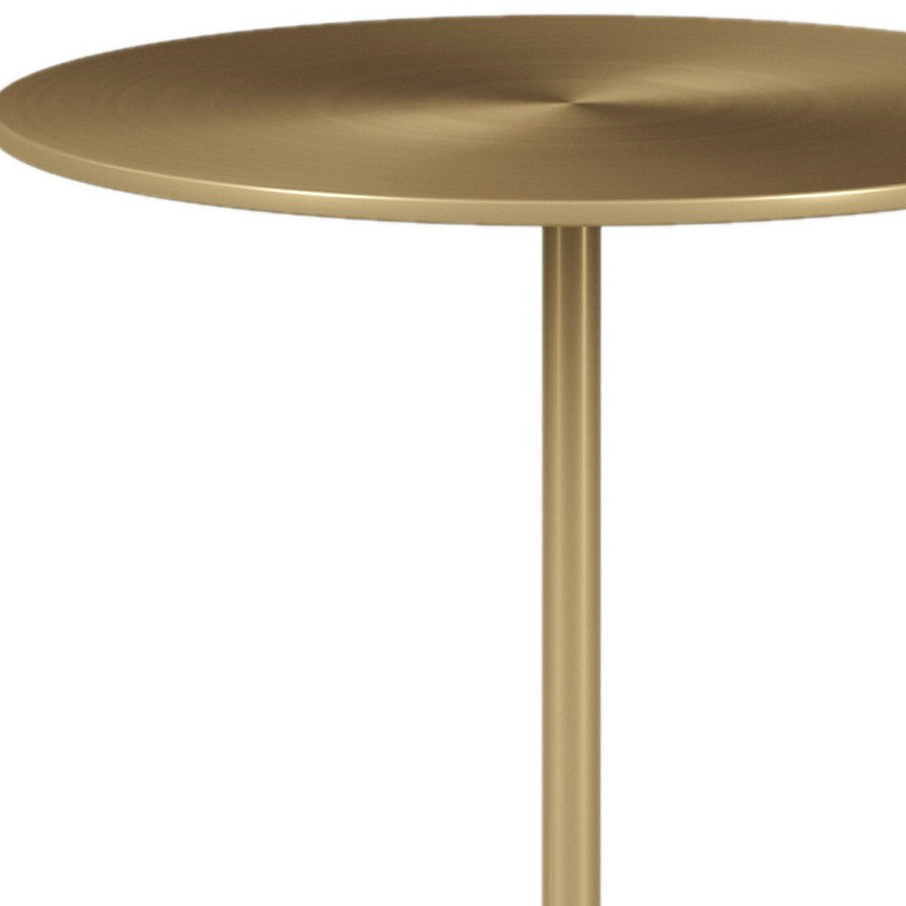 20" White And Gold Steel Round Pedestal End Table Image 3