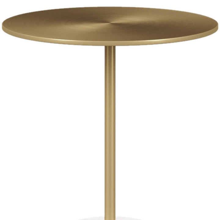 20" White And Gold Steel Round Pedestal End Table Image 4