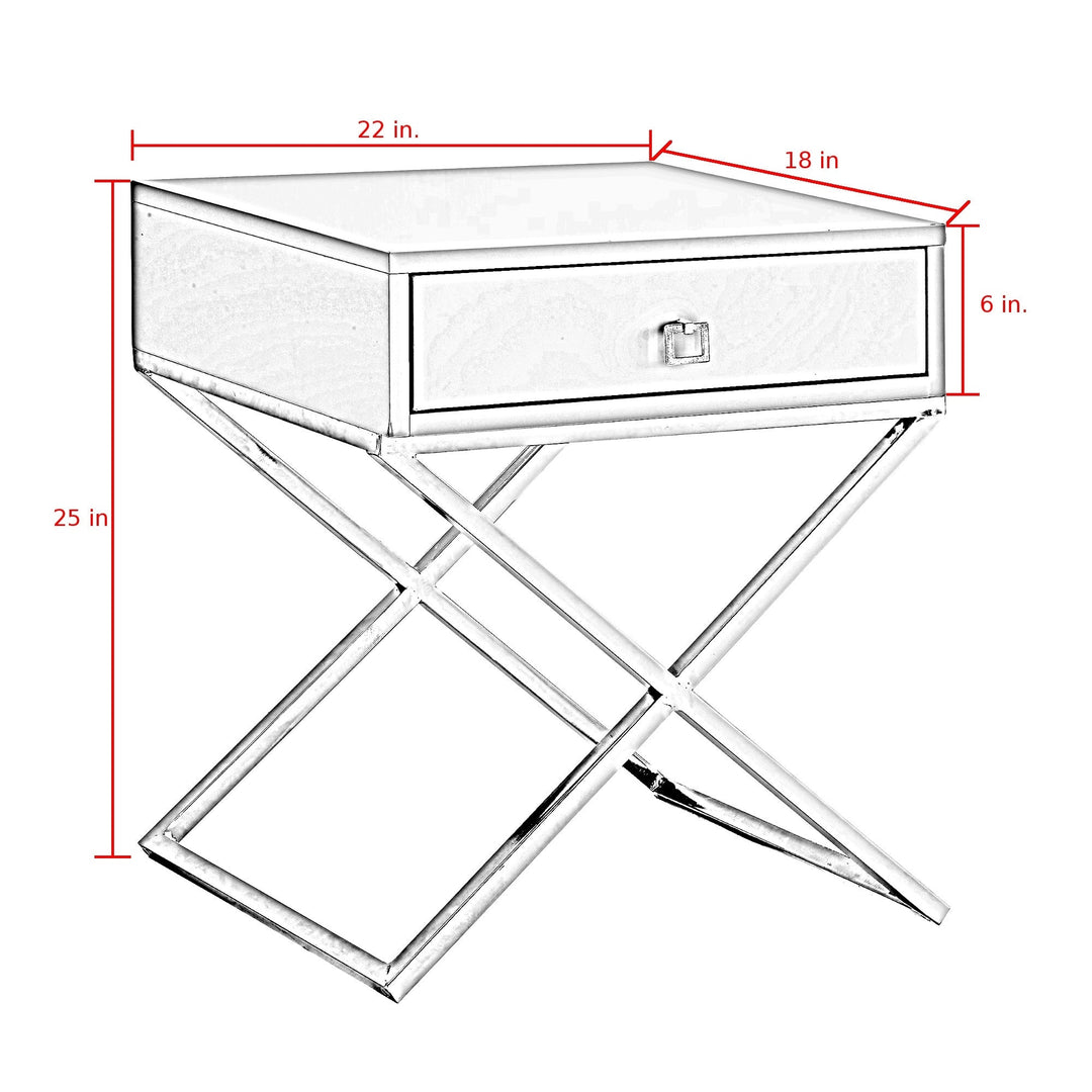 25" Silver Metallic and Light Gray End Table with Drawer Image 10