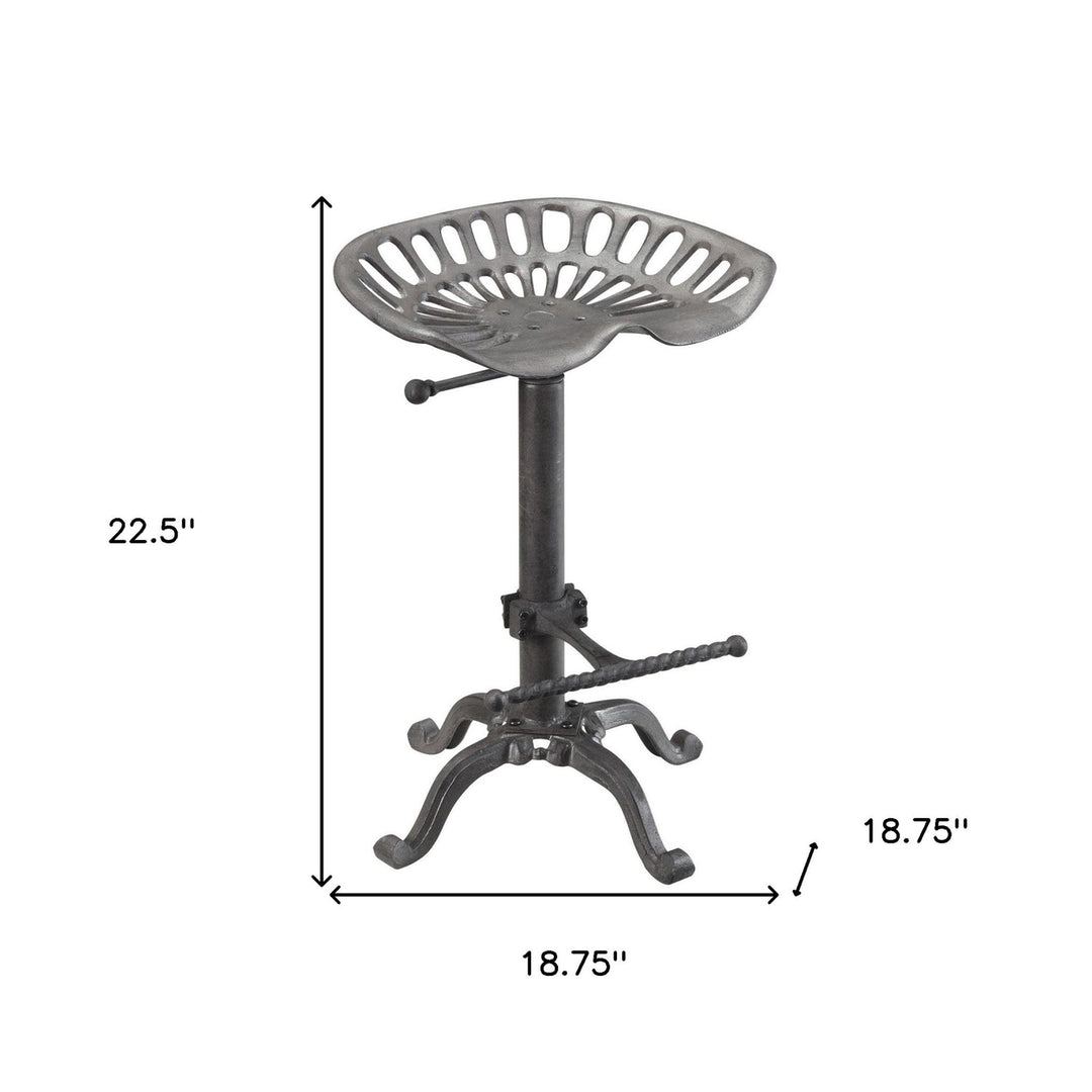 23" Gray Iron Backless Adjustable Height Bar Chair Image 2