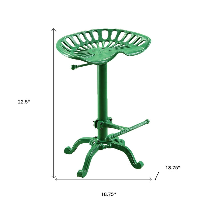 23" Green Iron Backless Adjustable Height Bar Chair Image 2