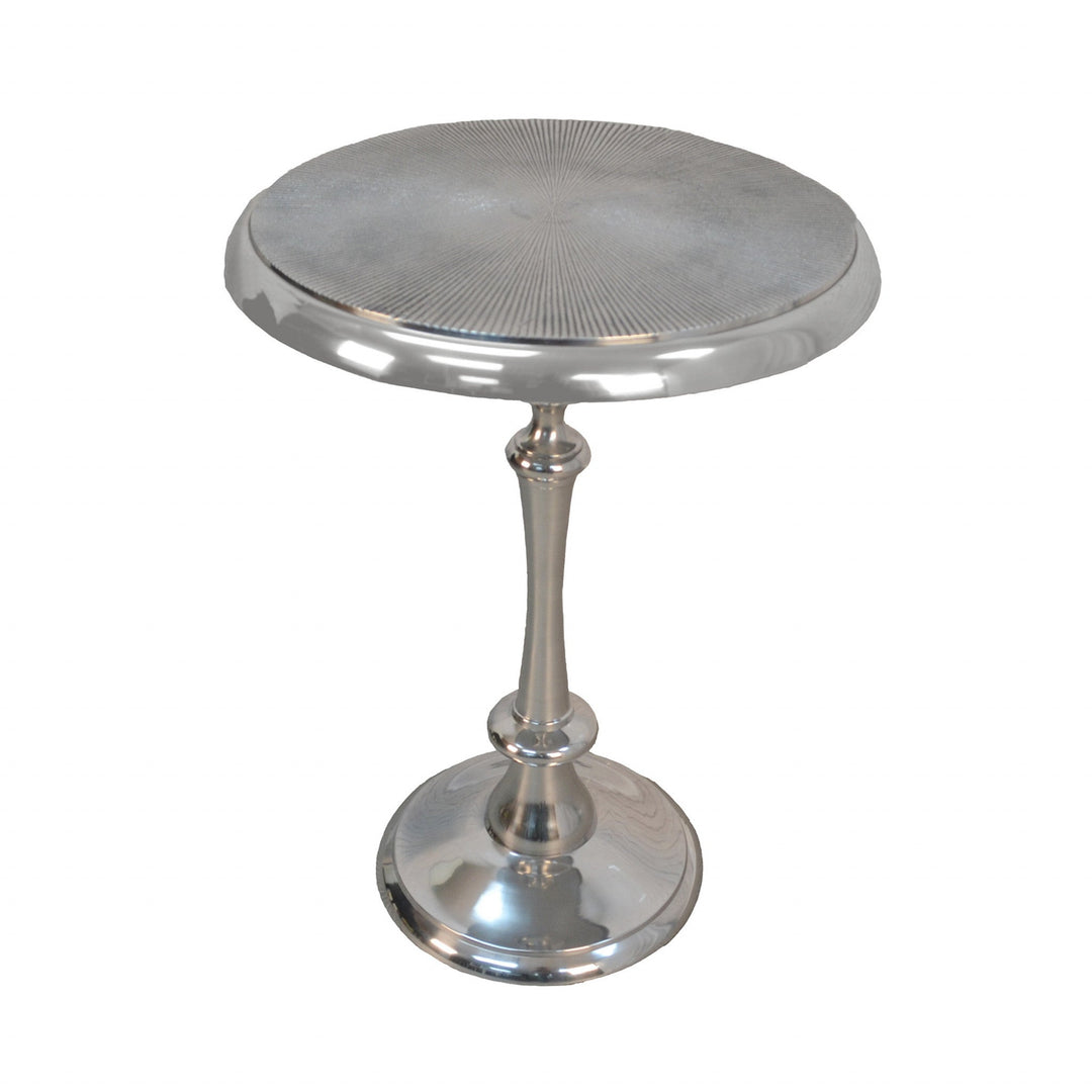 25" Aluminum Metal Textured Round Top End Table Image 1