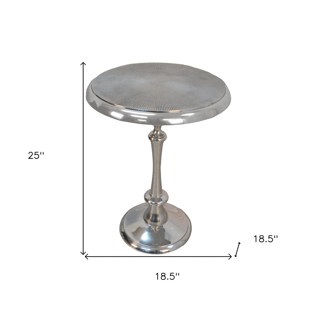 25" Aluminum Metal Textured Round Top End Table Image 2