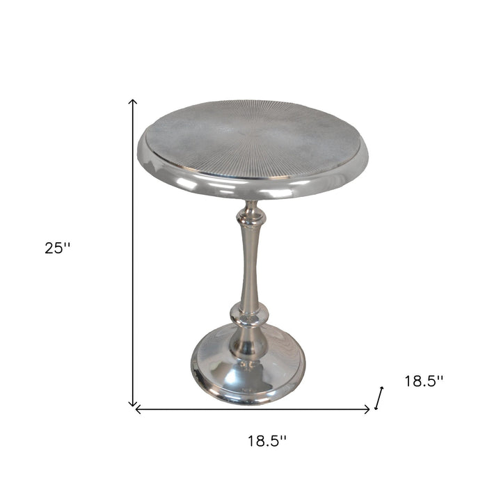 25" Aluminum Metal Textured Round Top End Table Image 2