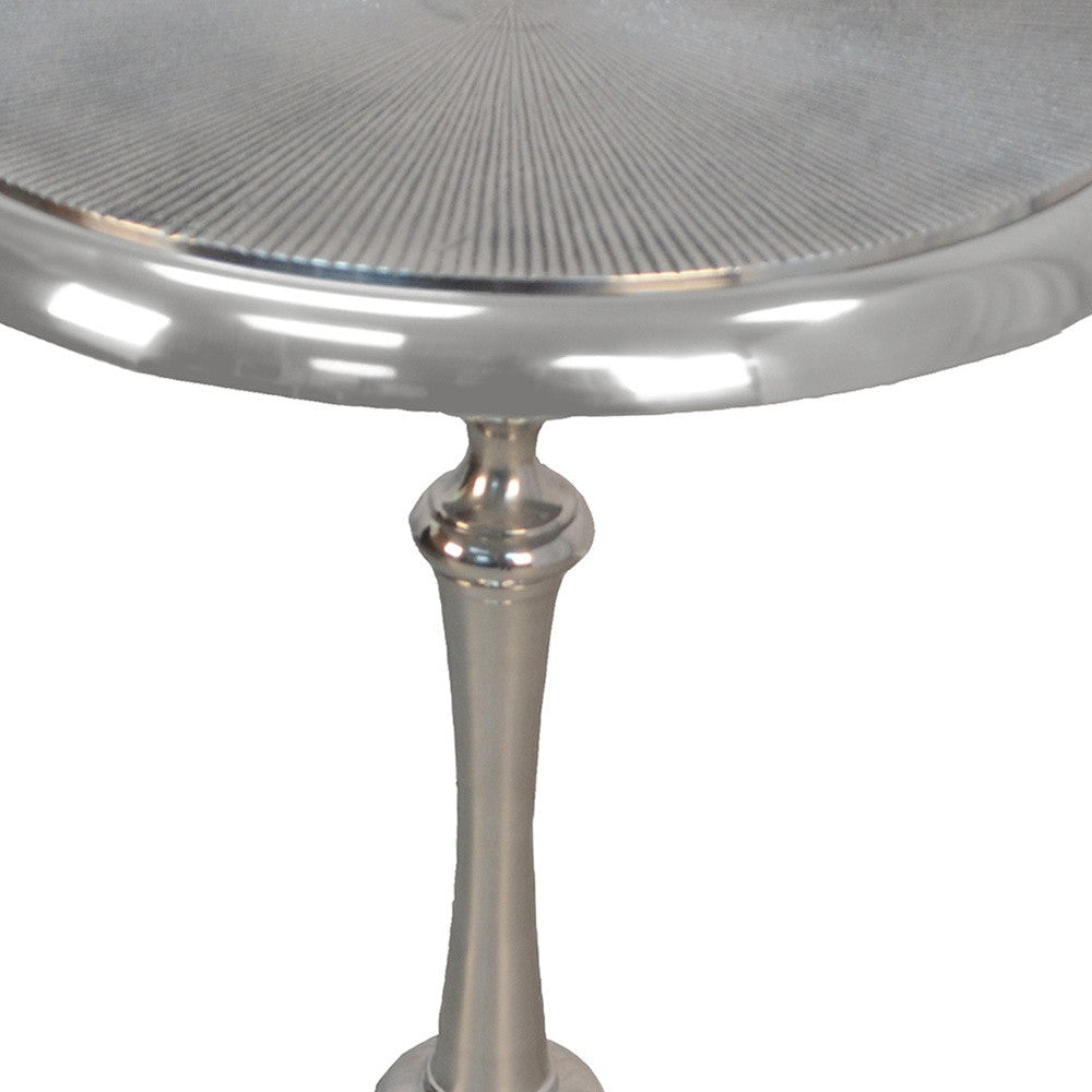 25" Aluminum Metal Textured Round Top End Table Image 3