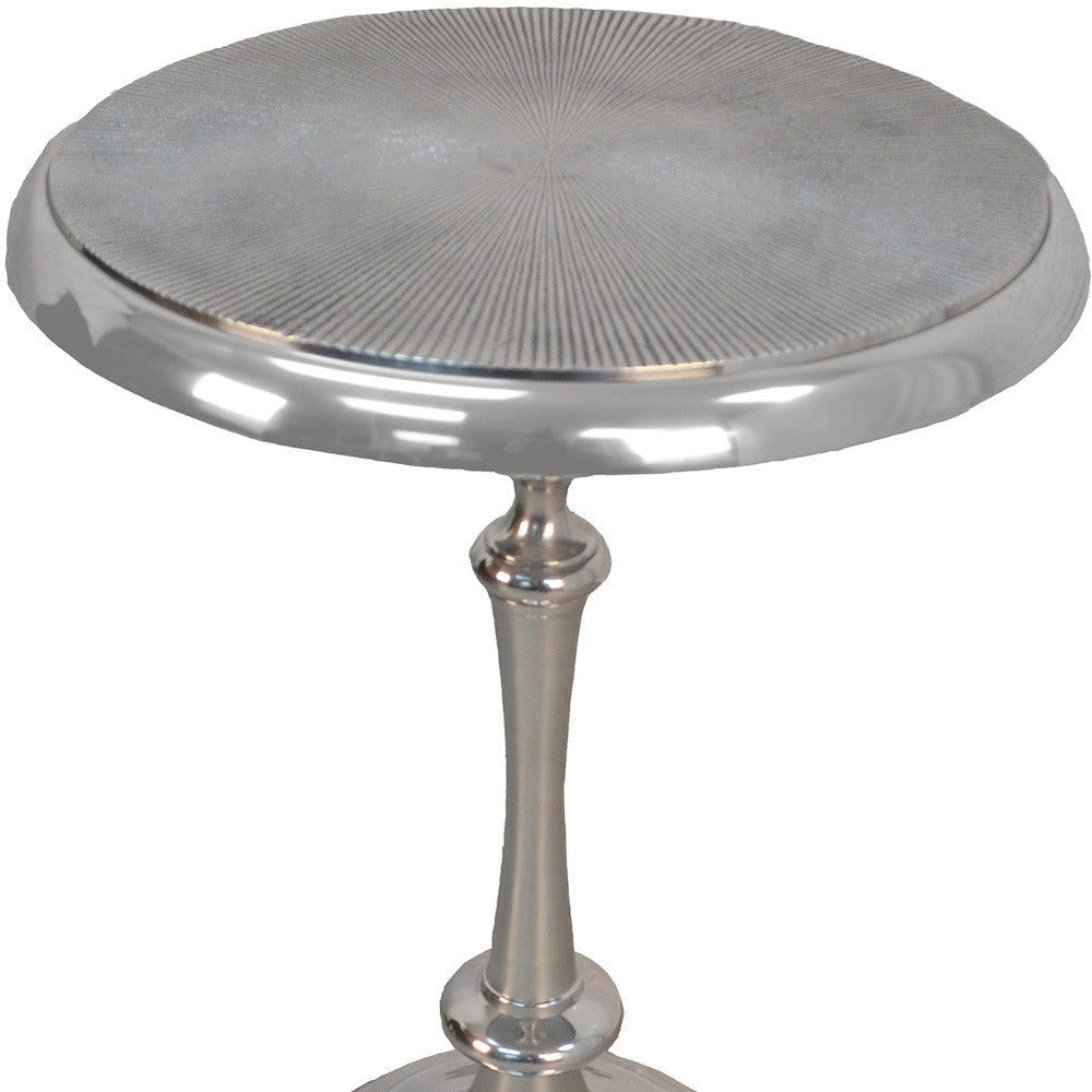 25" Aluminum Metal Textured Round Top End Table Image 4