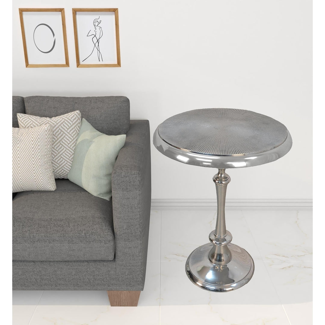 25" Aluminum Metal Textured Round Top End Table Image 5