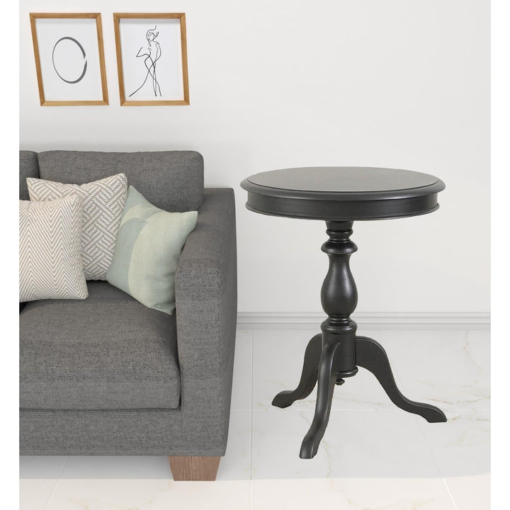 25" Black Manufactured Wood Round End Table Image 5