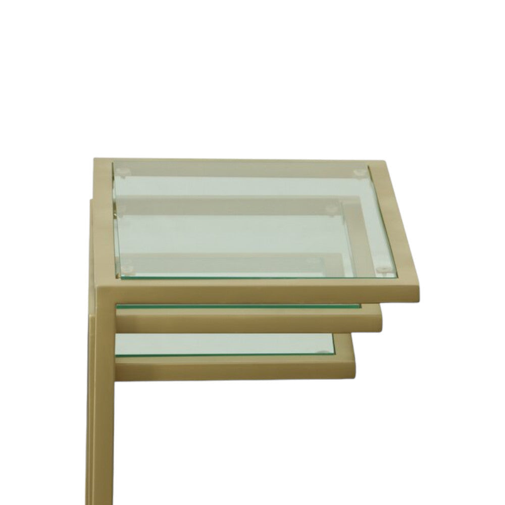 24" Gold Glass Rectangular End Table Image 2