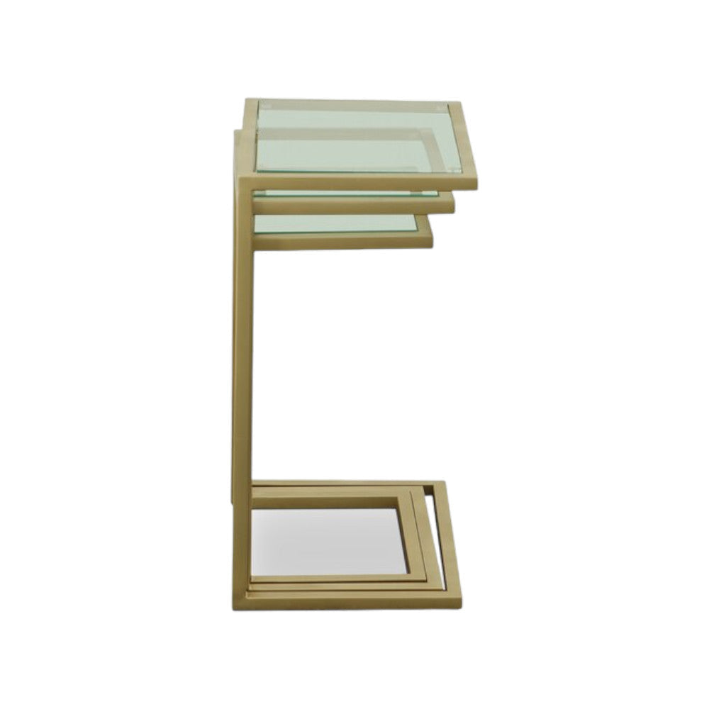 24" Gold Glass Rectangular End Table Image 3