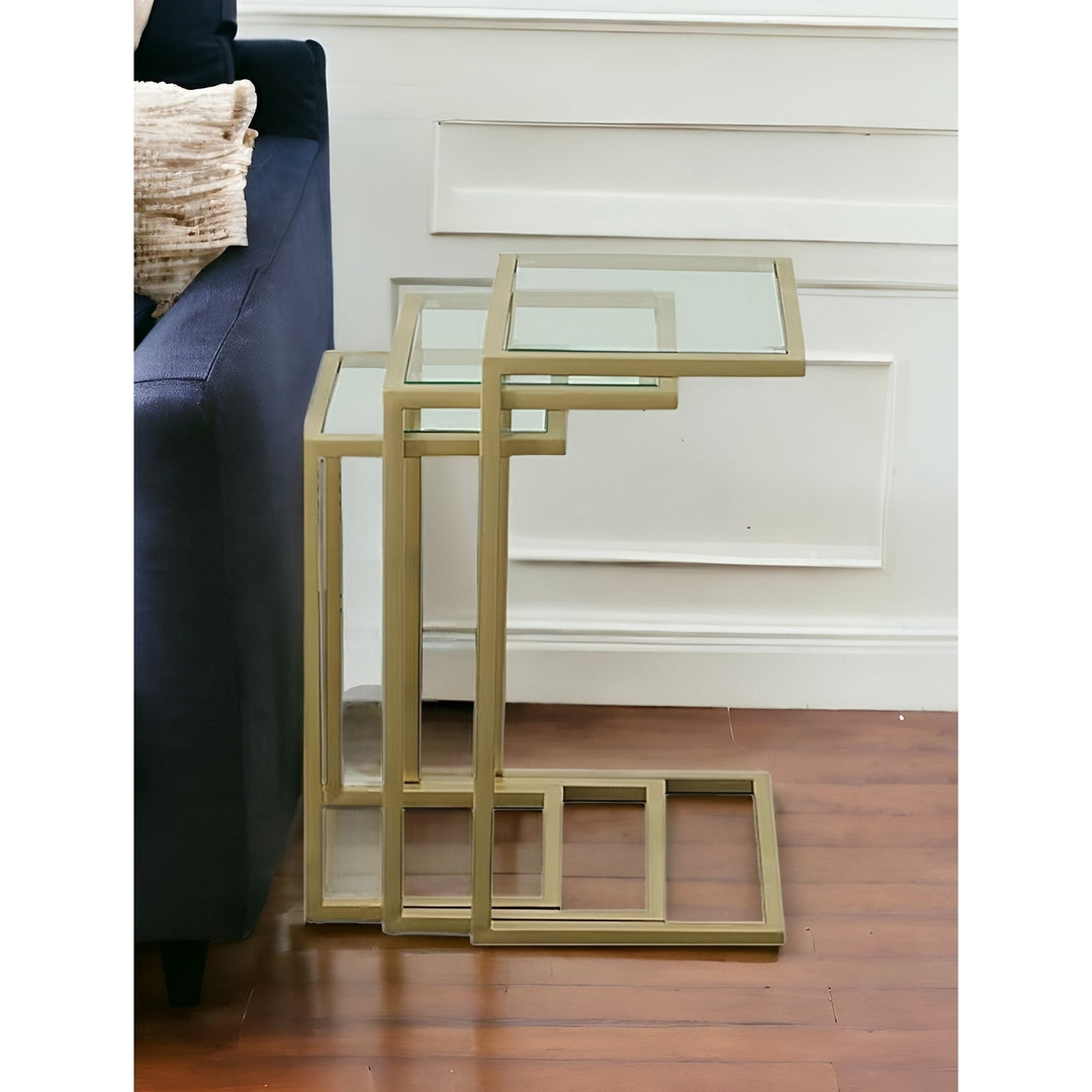 24" Gold Glass Rectangular End Table Image 8