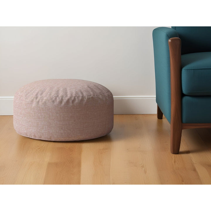 24" Pink Cotton Round Pouf Ottoman Image 4