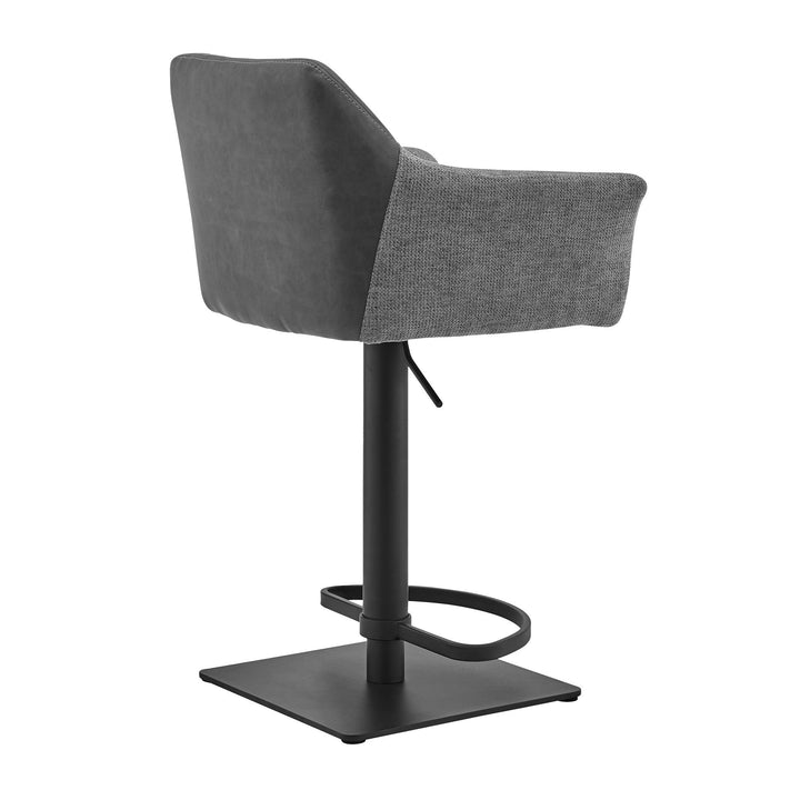 22" Gray And Black Iron Swivel Low Back Adjustable Height Bar Chair Image 5