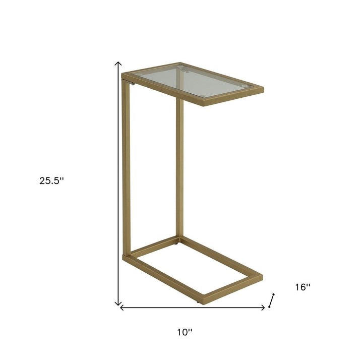 26" Gold And Clear Glass Rectangular End Table Image 2