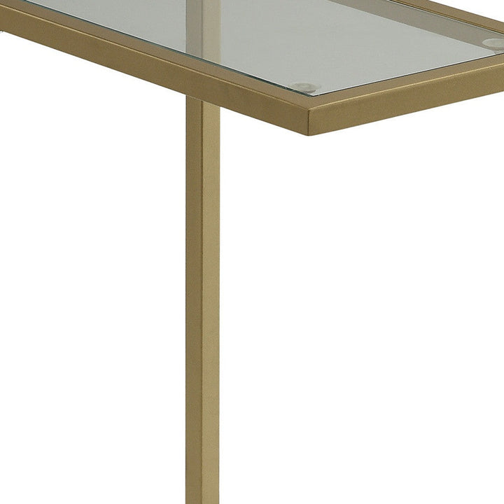 26" Gold And Clear Glass Rectangular End Table Image 3