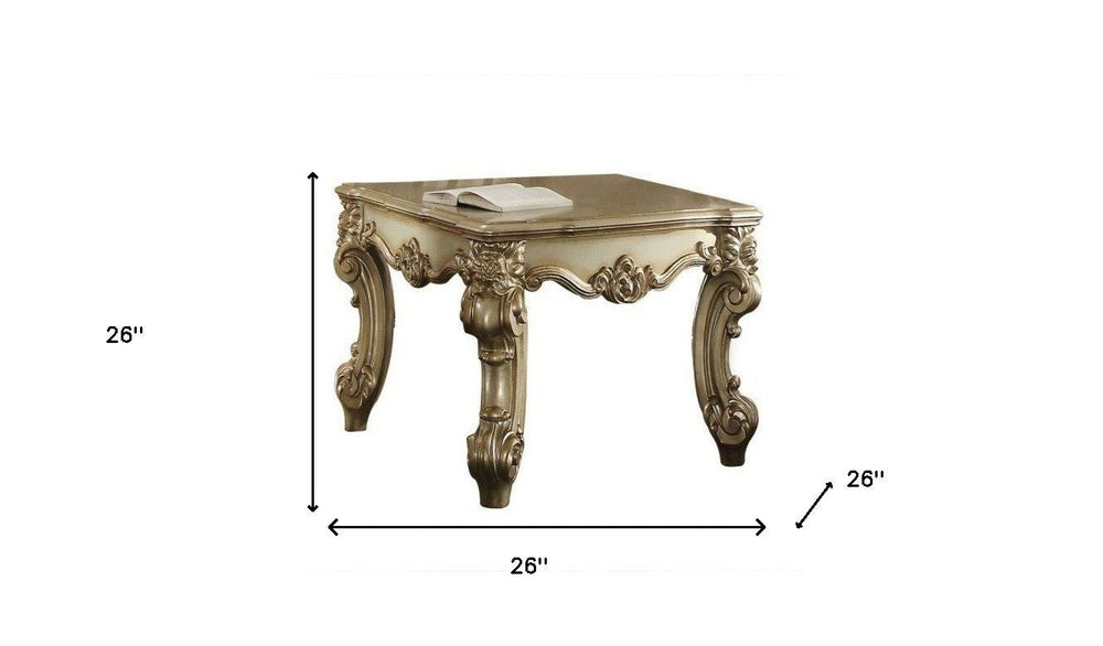 26" Gold Patina Manufactured Wood Square End Table Image 2