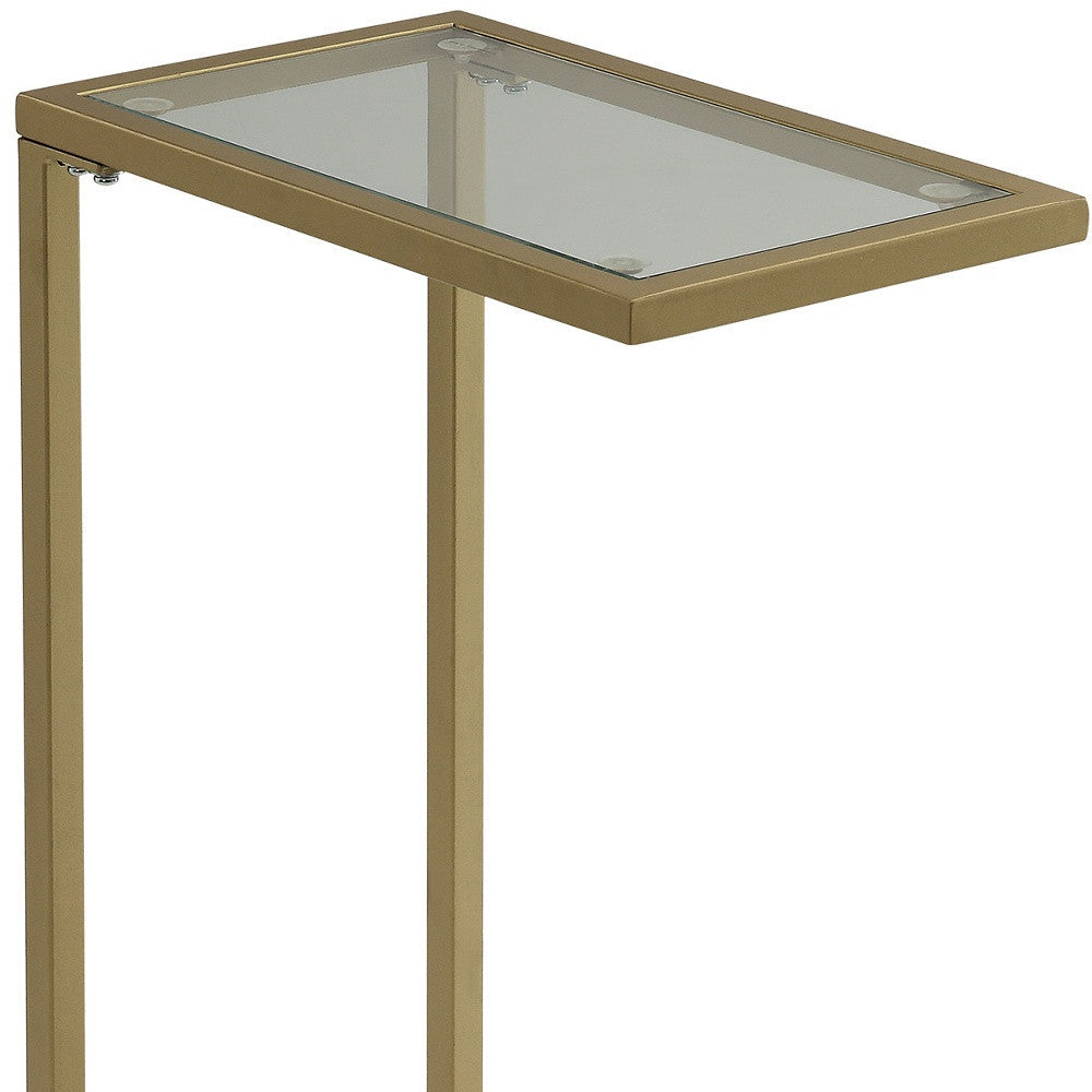 26" Gold And Clear Glass Rectangular End Table Image 4