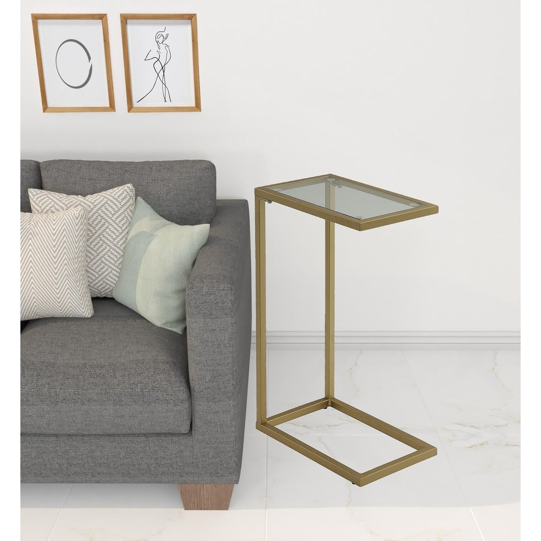 26" Gold And Clear Glass Rectangular End Table Image 5