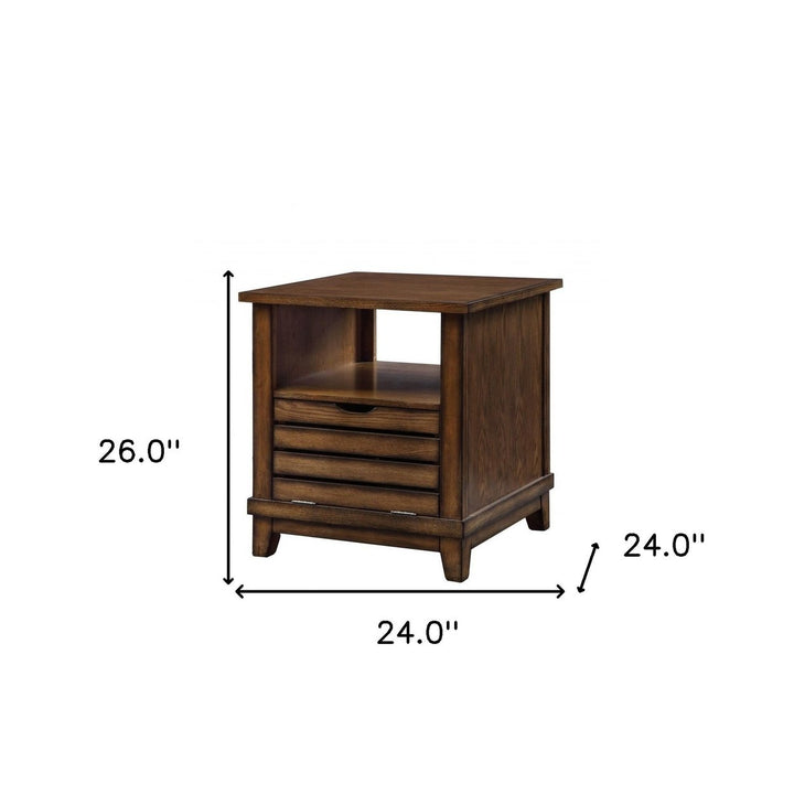 26" Oak Manufactured Wood Square End Table Image 4