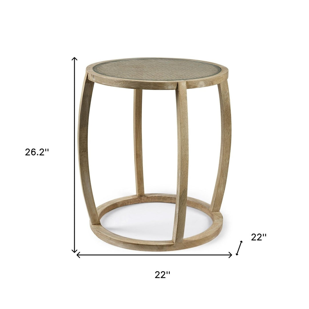 26" Brown And Clear Glass Round End Table Image 5