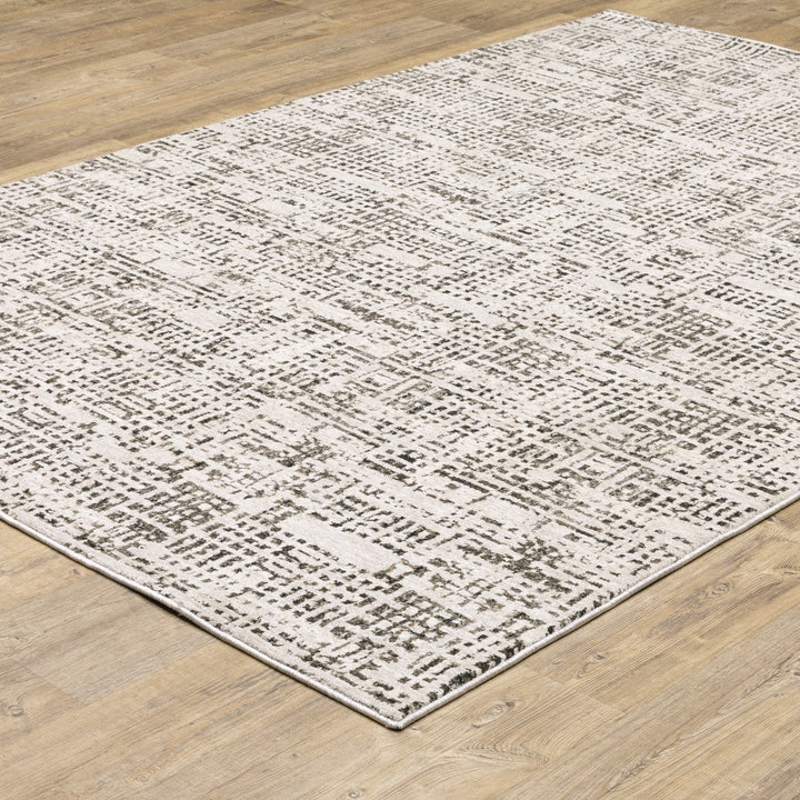 3 X 5 Ivory Grey Charcoal Brown And Beige Abstract Power Loom Stain Resistant Area Rug Image 5