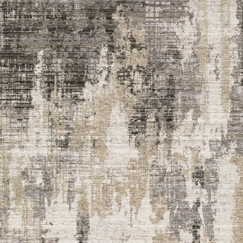 3 X 5 Grey Beige Charcoal Brown Tan And Ivory Abstract Power Loom Stain Resistant Area Rug Image 12