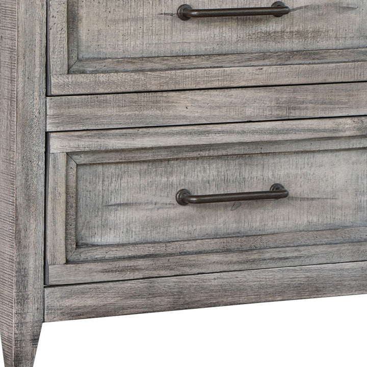 28" Gray Two Drawer Solid Wood Nightstand Image 3