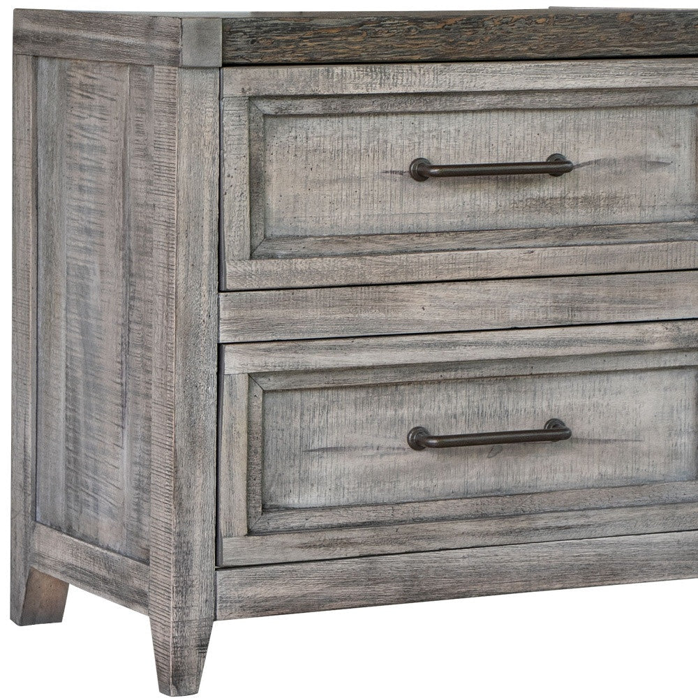 28" Gray Two Drawer Solid Wood Nightstand Image 4