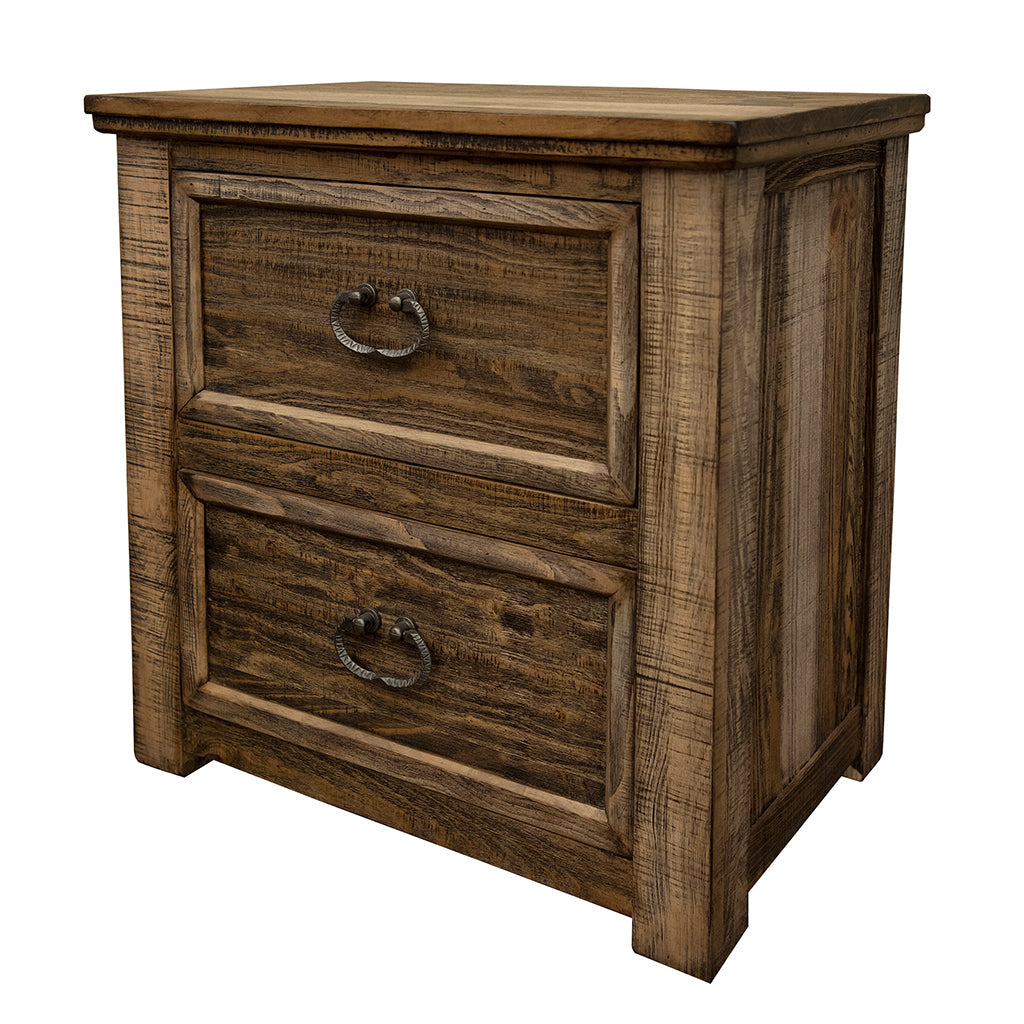 28" Wood Brown Two Drawer Nightstand Image 3