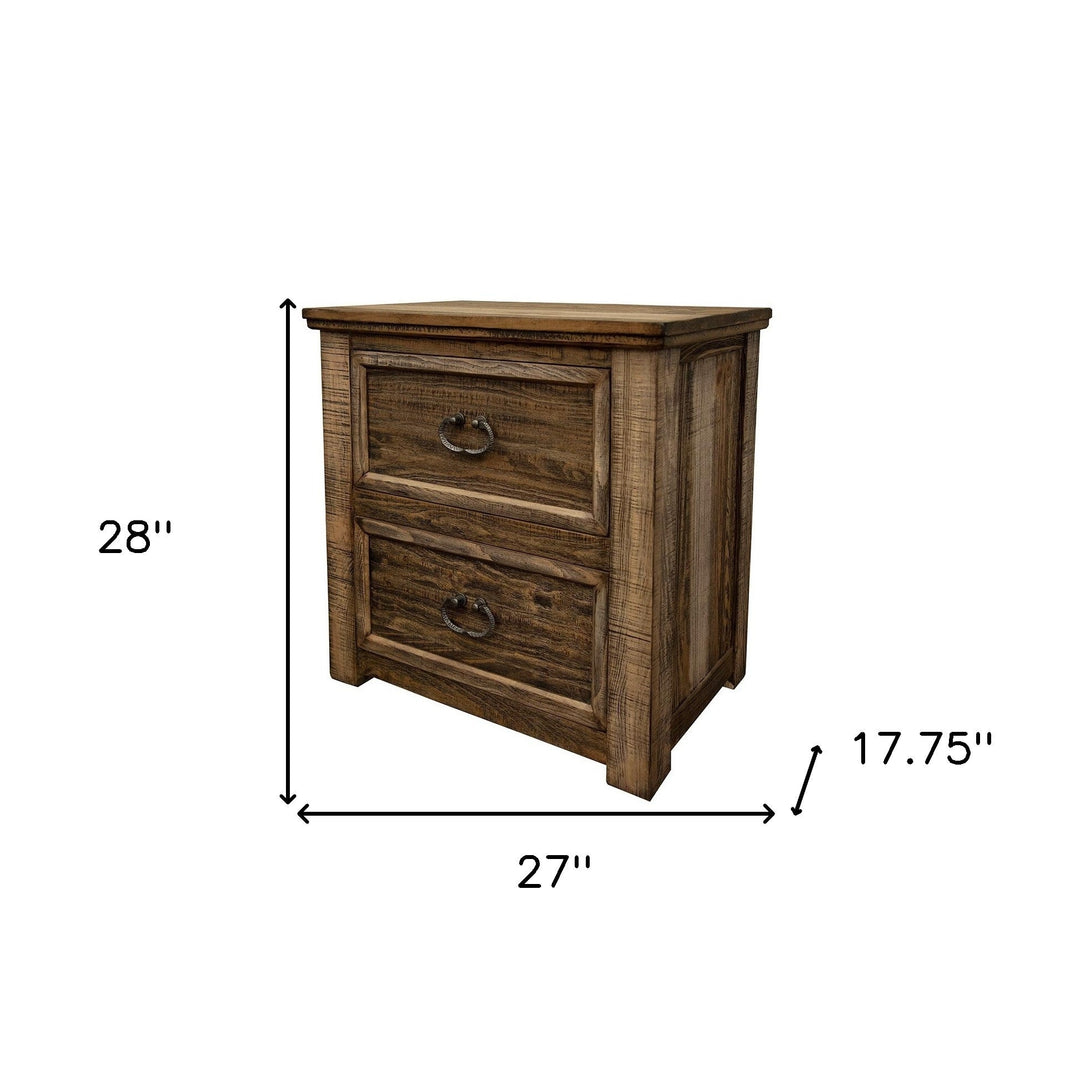 28" Wood Brown Two Drawer Nightstand Image 4