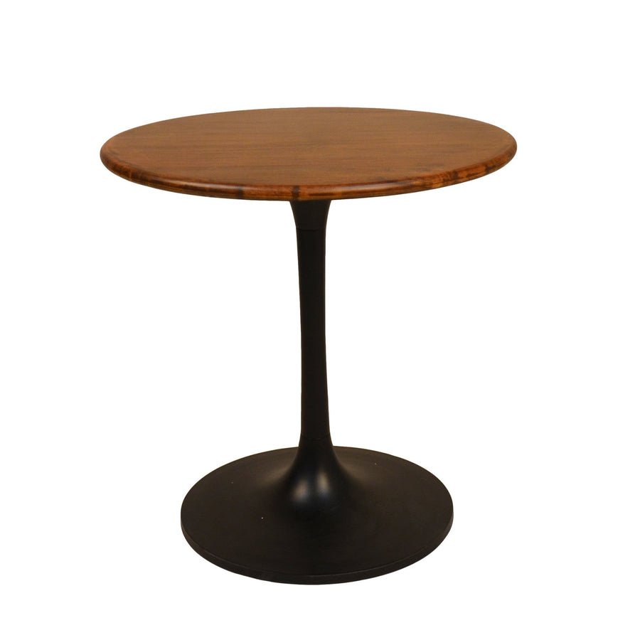 30" Brown and Black Rounded Solid Wood and Iron Pedestal Base Dining Image 1