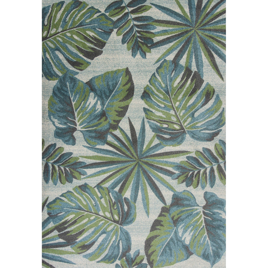 3 X 5 Teal and Ivory Tropical Floral Area Rug Image 1