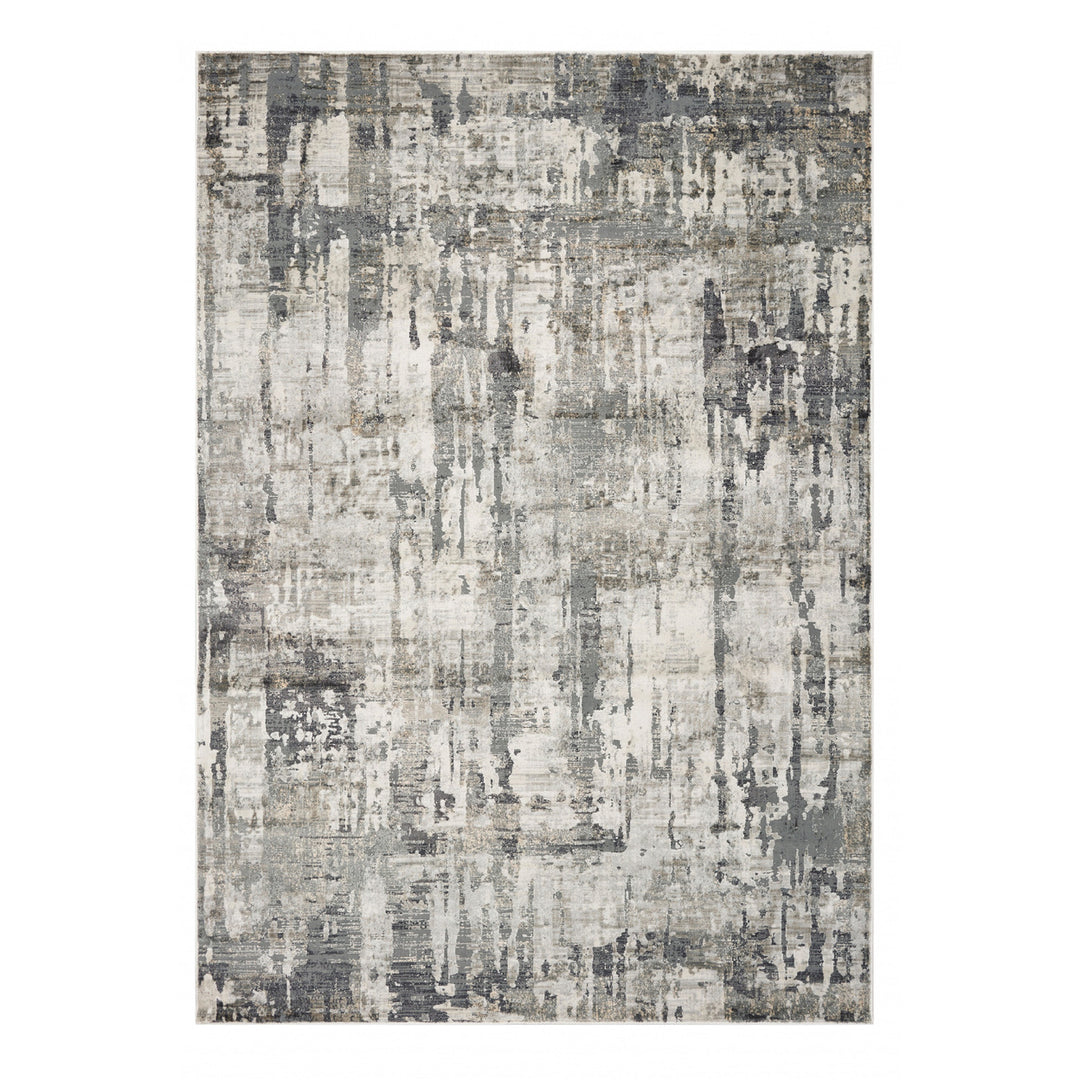 3X5 Grey Machine Woven Abstract Drip Indoor Area Rug Image 1