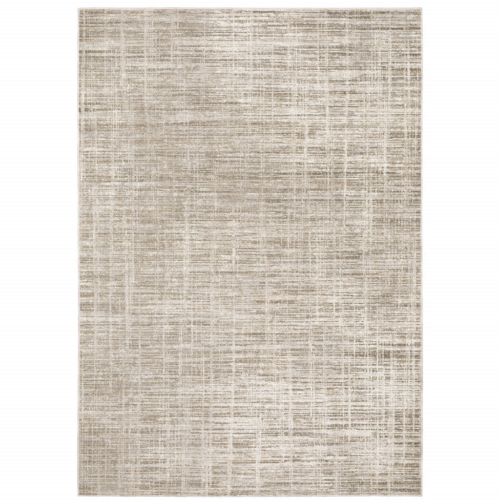 3 X 5 Beige Grey Ivory Tan And Brown Abstract Power Loom Stain Resistant Area Rug Image 1