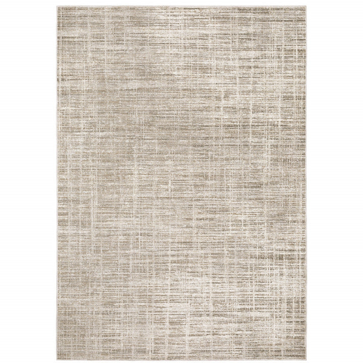 3 X 5 Beige Grey Ivory Tan And Brown Abstract Power Loom Stain Resistant Area Rug Image 1