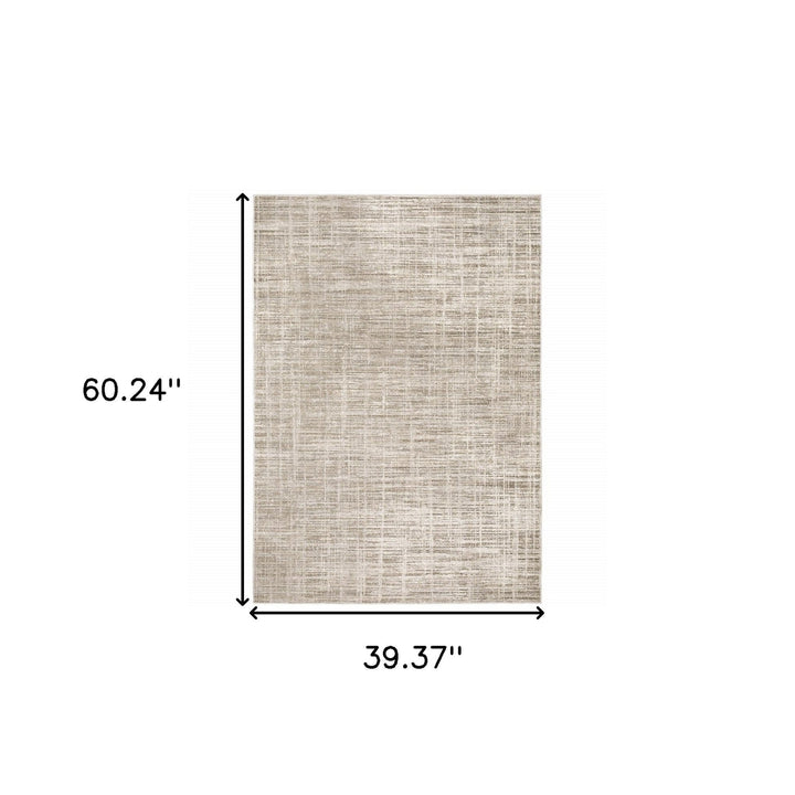 3 X 5 Beige Grey Ivory Tan And Brown Abstract Power Loom Stain Resistant Area Rug Image 11