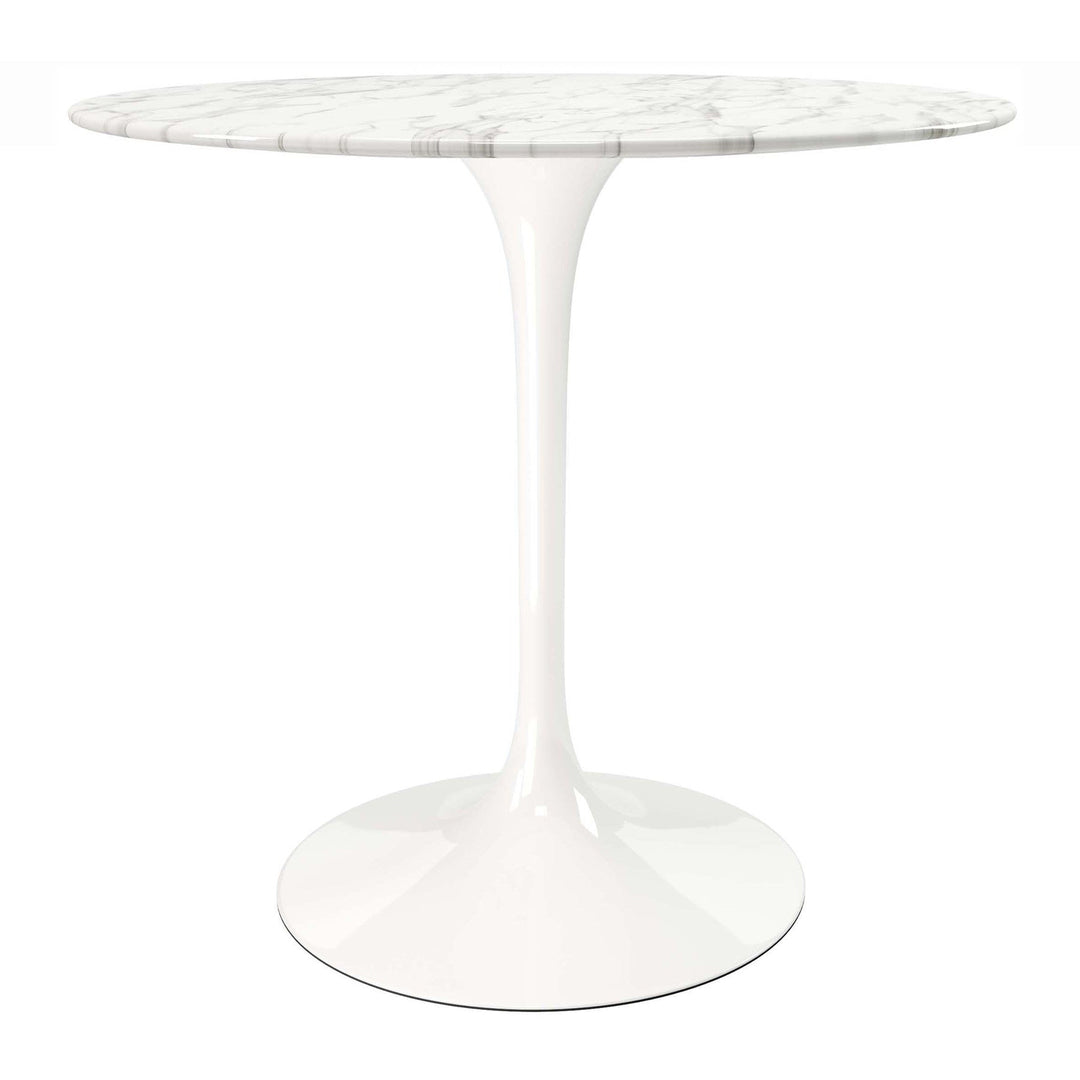 32" White Marble And Metal Dining Image 1