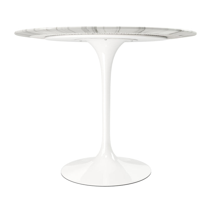 32" White Marble And Metal Dining Image 2